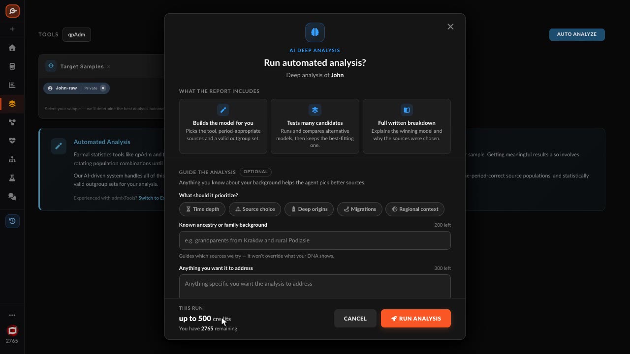 How to run a qpAdm model on Genoplot